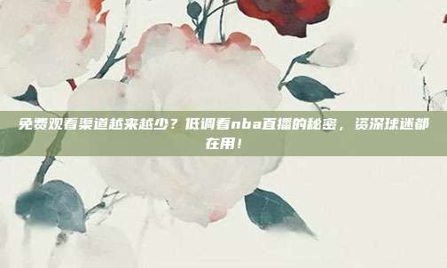 免费观看渠道越来越少？低调看nba直播的秘密，资深球迷都在用！