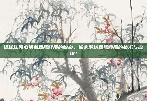 揭秘珠海电视台直播背后的秘密，独家解析直播背后的技术与应用！