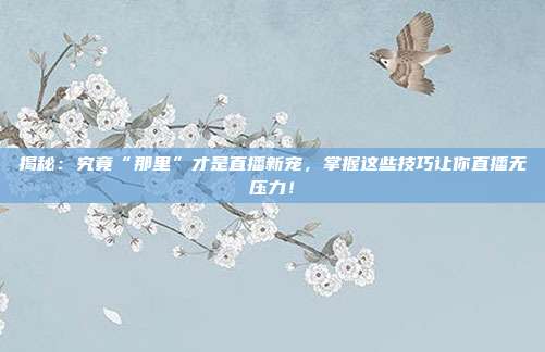 揭秘：究竟“那里”才是直播新宠，掌握这些技巧让你直播无压力！