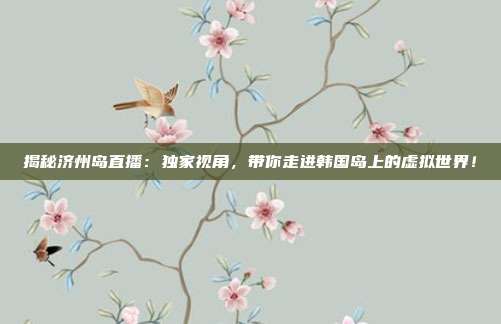 揭秘济州岛直播：独家视角，带你走进韩国岛上的虚拟世界！