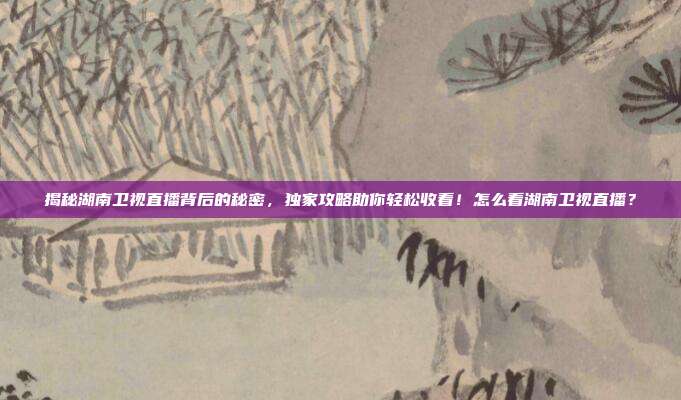 揭秘湖南卫视直播背后的秘密，独家攻略助你轻松收看！怎么看湖南卫视直播？