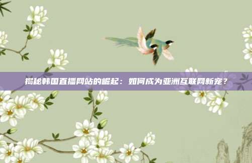 揭秘韩国直播网站的崛起：如何成为亚洲互联网新宠？