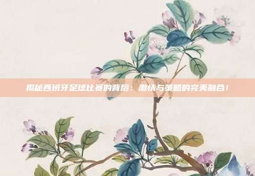 揭秘西班牙足球比赛的背后：激情与策略的完美融合！