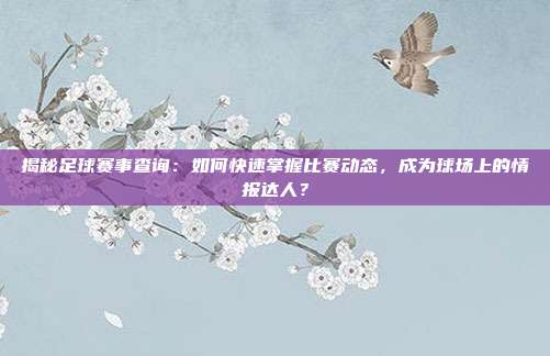 揭秘足球赛事查询：如何快速掌握比赛动态，成为球场上的情报达人？