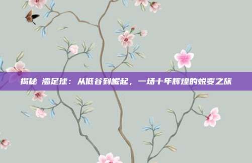 揭秘浐灞足球：从低谷到崛起，一场十年辉煌的蜕变之旅