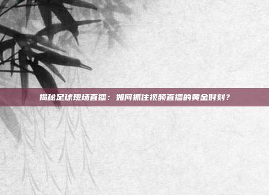 揭秘足球现场直播：如何抓住视频直播的黄金时刻？