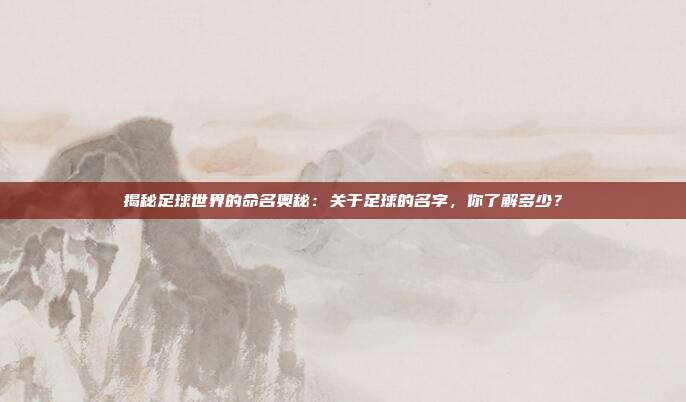 揭秘足球世界的命名奥秘：关于足球的名字，你了解多少？