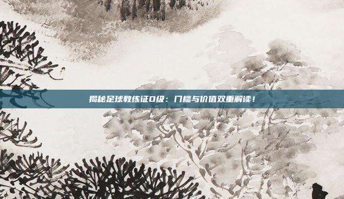 揭秘足球教练证D级:门槛与价值双重解读!