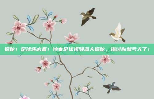 揭秘！足球迷必备！独家足球视频源大揭秘，错过你就亏大了！