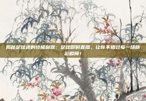 揭秘足球迷的终极利器：足球即时直播，让你不错过每一场精彩瞬间！