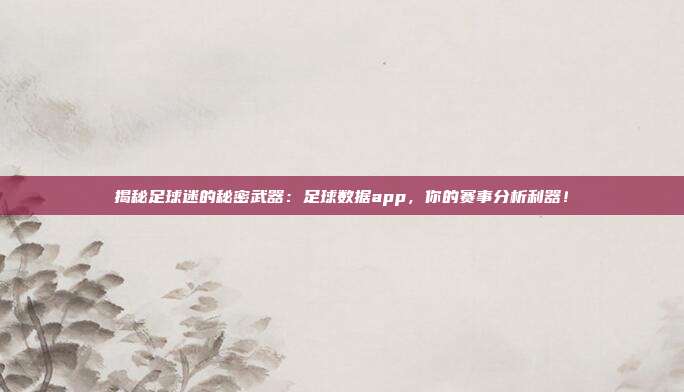 揭秘足球迷的秘密武器：足球数据app，你的赛事分析利器！