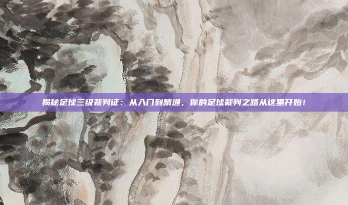 揭秘足球三级裁判证：从入门到精通，你的足球裁判之路从这里开始！