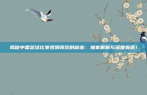 揭秘中国足球比赛视频背后的秘密：独家解析与深度报道！