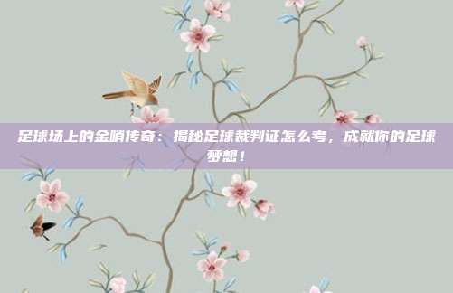 足球场上的金哨传奇：揭秘足球裁判证怎么考，成就你的足球梦想！
