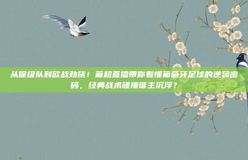 从保级队到欧战劲旅！葡超直播带你看懂葡萄牙足球的逆袭密码，经典战术碰撞谁主沉浮？