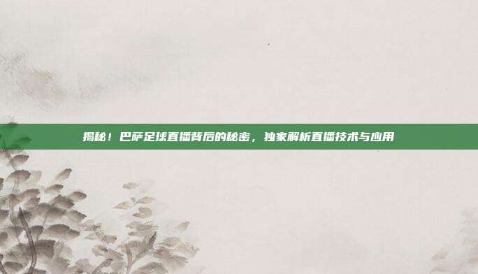 揭秘！巴萨足球直播背后的秘密，独家解析直播技术与应用