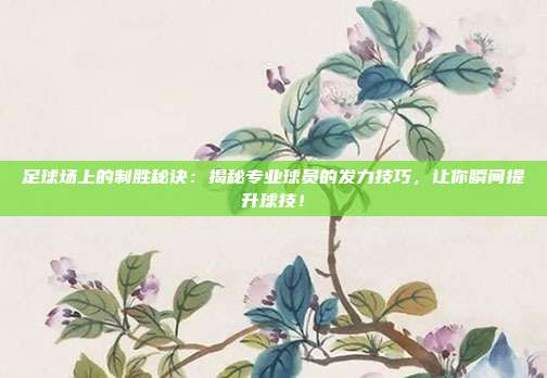足球场上的制胜秘诀:揭秘专业球员的发力技巧,让你瞬间提升球技!
