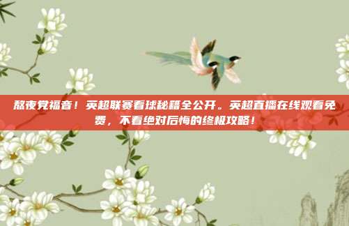 熬夜党福音！英超联赛看球秘籍全公开。英超直播在线观看免费，不看绝对后悔的终极攻略！