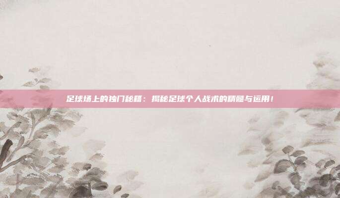 足球场上的独门秘籍：揭秘足球个人战术的精髓与运用！