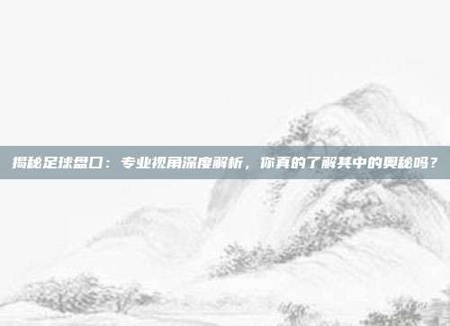 揭秘足球盘囗：专业视角深度解析，你真的了解其中的奥秘吗？
