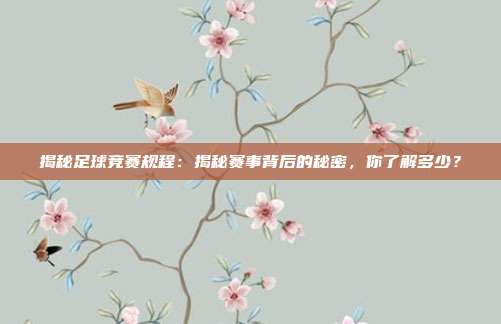 揭秘足球竞赛规程：揭秘赛事背后的秘密，你了解多少？