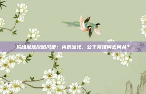 揭秘足球反赌风暴：内幕曝光，公平竞技何去何从？