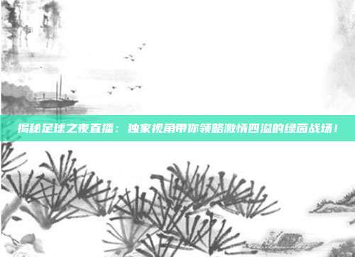 揭秘足球之夜直播:独家视角带你领略激情四溢的绿茵战场!