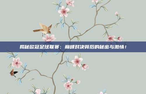 揭秘欧冠足球联赛:巅峰对决背后的秘密与激情!