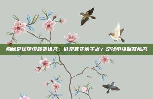 揭秘足球甲级联赛排名：谁是真正的王者？足球甲级联赛排名