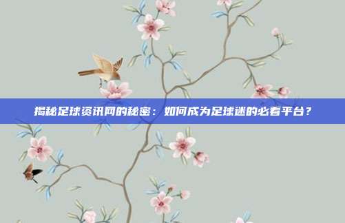 揭秘足球资讯网的秘密：如何成为足球迷的必看平台？