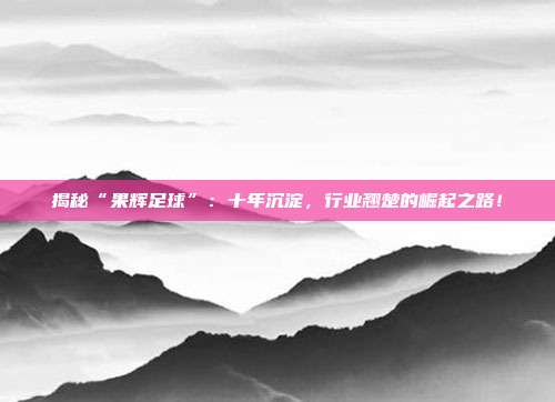 揭秘“果辉足球”：十年沉淀，行业翘楚的崛起之路！