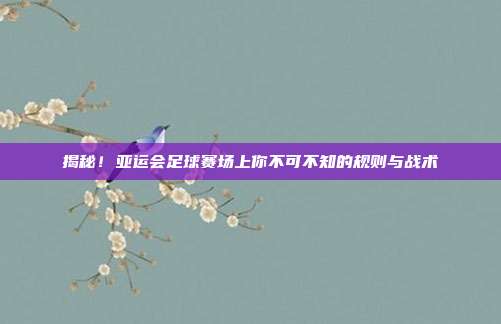 揭秘！亚运会足球赛场上你不可不知的规则与战术