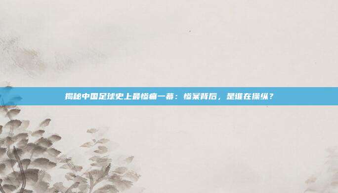揭秘中国足球史上最惨痛一幕：惨案背后，是谁在操纵？