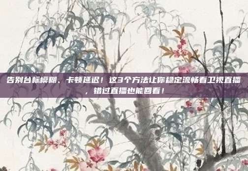 告别台标模糊、卡顿延迟！这3个方法让你稳定流畅看卫视直播，错过直播也能回看！