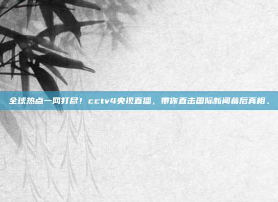 全球热点一网打尽！cctv4央视直播，带你直击国际新闻幕后真相。