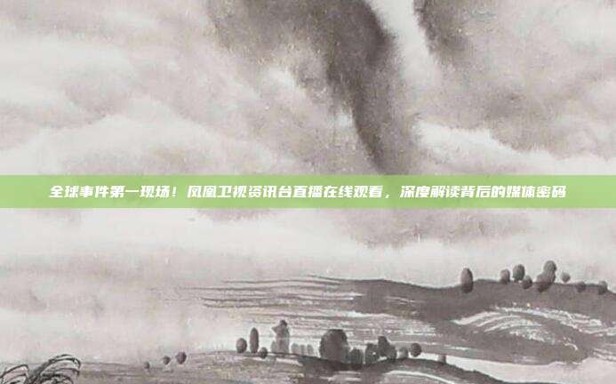全球事件第一现场！凤凰卫视资讯台直播在线观看，深度解读背后的媒体密码