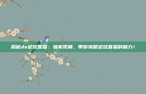 揭秘ds足球直播:独家视角,带你领略足球直播的魅力!