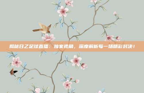 揭秘日乙足球直播:独家视角,深度解析每一场精彩对决!