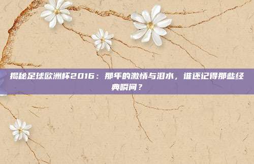 揭秘足球欧洲杯2016：那年的激情与泪水，谁还记得那些经典瞬间？