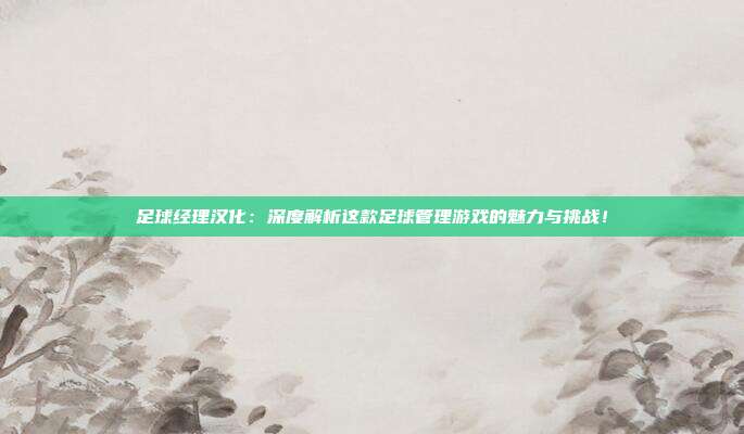足球经理汉化：深度解析这款足球管理游戏的魅力与挑战！