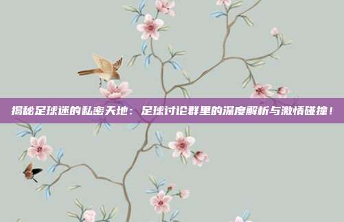 揭秘足球迷的私密天地:足球讨论群里的深度解析与激情碰撞!