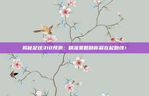 揭秘足球310预测:精准策略助你赢在起跑线!