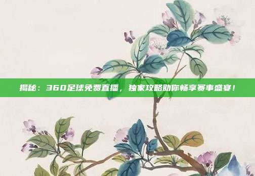 揭秘：360足球免费直播，独家攻略助你畅享赛事盛宴！