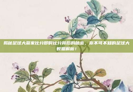 揭秘足球大赢家比分即时比分背后的秘密，你不可不知的足球大数据解析！