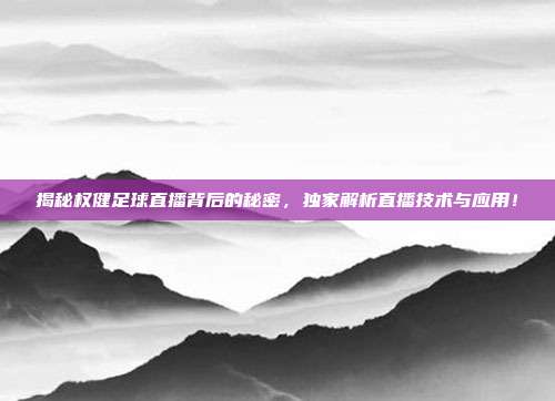 揭秘权健足球直播背后的秘密，独家解析直播技术与应用！