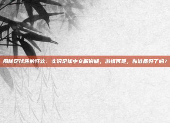 揭秘足球迷的狂欢：实况足球中文解说版，激情再现，你准备好了吗？