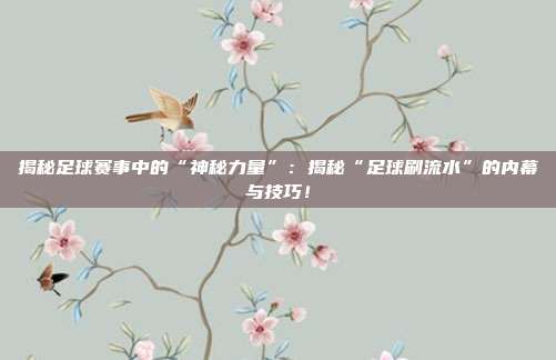 揭秘足球赛事中的“神秘力量”:揭秘“足球刷流水”的内幕与技巧!