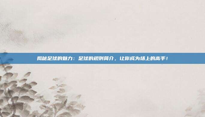 揭秘足球的魅力：足球的规则简介，让你成为场上的高手！