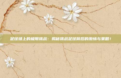 足球场上的极限挑战：揭秘挑战足球背后的激情与策略！