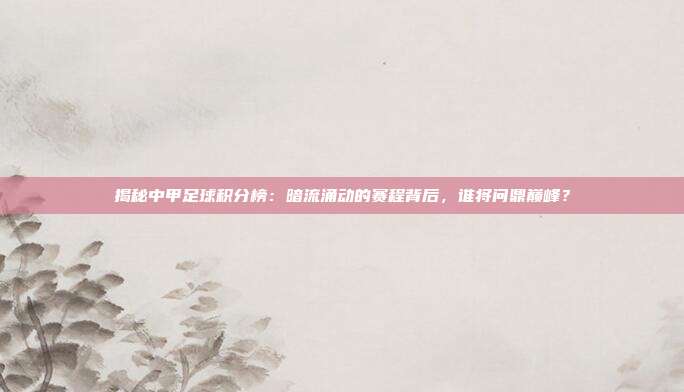 揭秘中甲足球积分榜：暗流涌动的赛程背后，谁将问鼎巅峰？